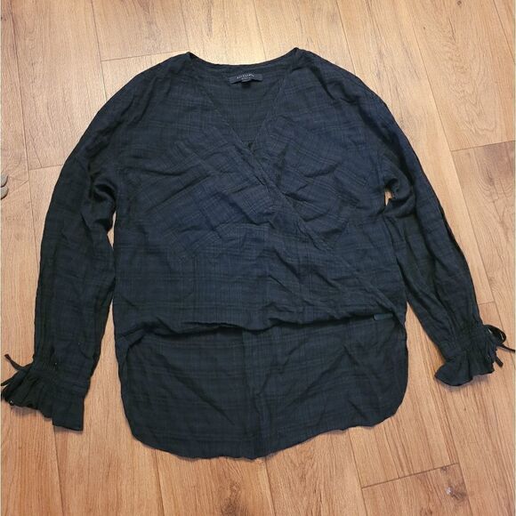 All Saints Wrap Long Sleeve Blouse Black Size XS - Picture 1 of 7